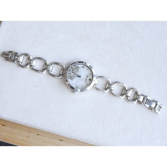 Brighton Varna Watch Silver Plated Butterfly Floating Rhinestone Retired 7.5" - Picture 5 of 9